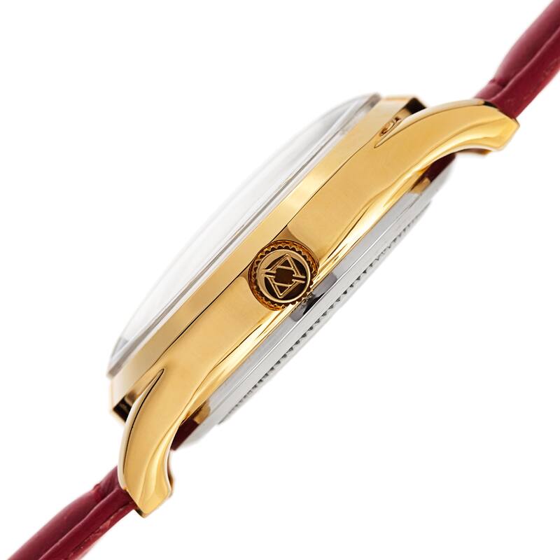 Akribos XXIV Women's Quartz Sunray Watch with Leather Strap