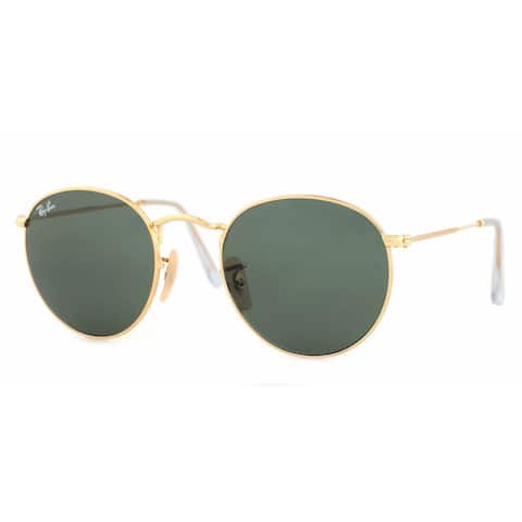 Ray-Ban 001 Round Metal Gold Frame Green Classic 50mm Lens Sunglasses