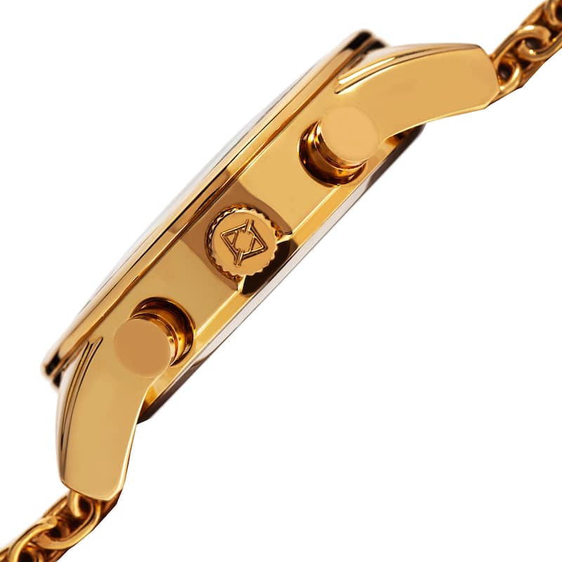 Akribos Men's Swiss Quartz Multifunction Gold-Tone Mesh Bracelet Watch