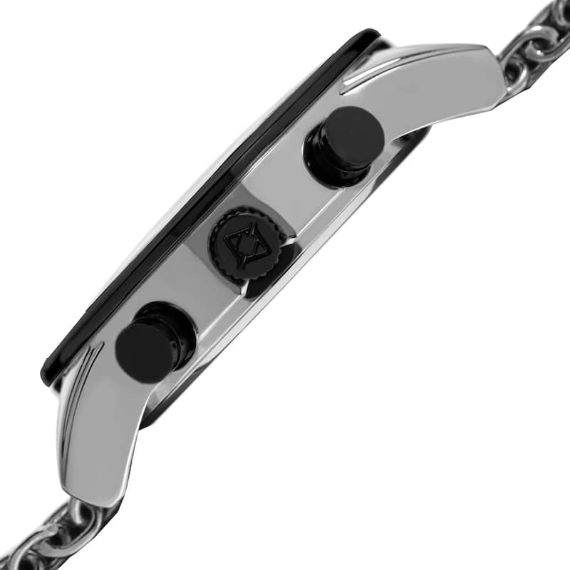 Akribos Men's Swiss Quartz Multifunction Silver-Tone Black Mesh Bracelet Watch