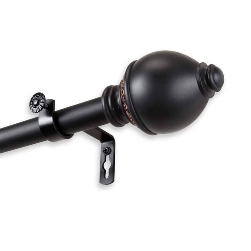 InStyleDesign Jolene 1 inch Adjustable Curtain Rod - 28 to 48 inches - Black