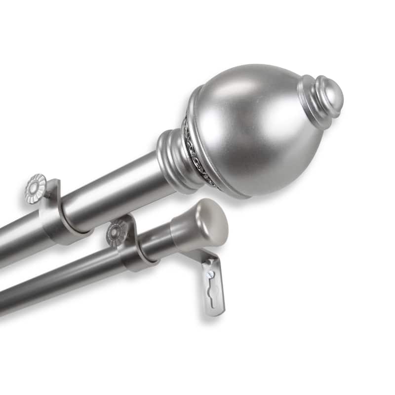 InStyleDesign Jolene 1 inch Adjustable Double Curtain Rod - 28 to 48 inches - satin nickel
