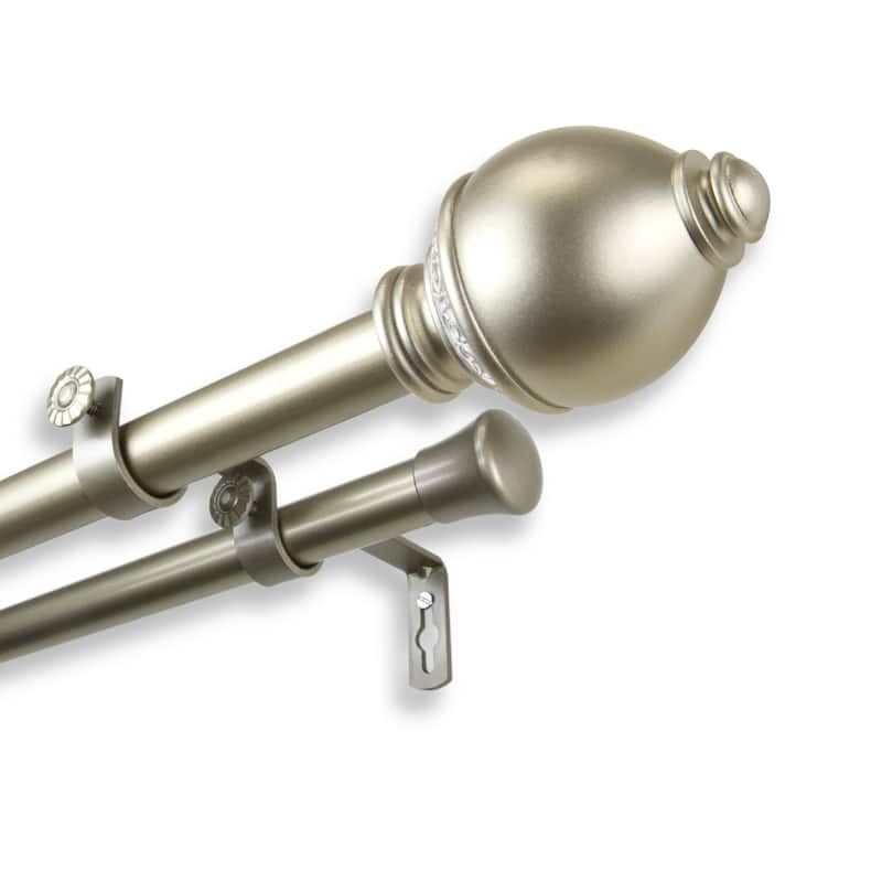 InStyleDesign Jolene 1 inch Adjustable Double Curtain Rod - 28 to 48 inches - Light gold