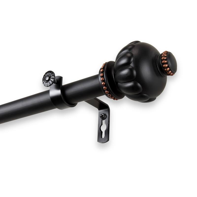 InStyleDesign Sandro 1-inch Adjustable Curtain Rod - 28 to 48 inches - Black