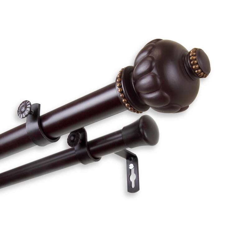 InStyleDesign Sandro 1 inch Adjustable Double Curtain Rod - 28 to 48 inches - Mahogany