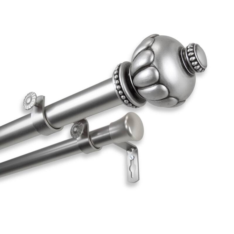 InStyleDesign Sandro 1 inch Adjustable Double Curtain Rod - 28 to 48 inches - satin nickel