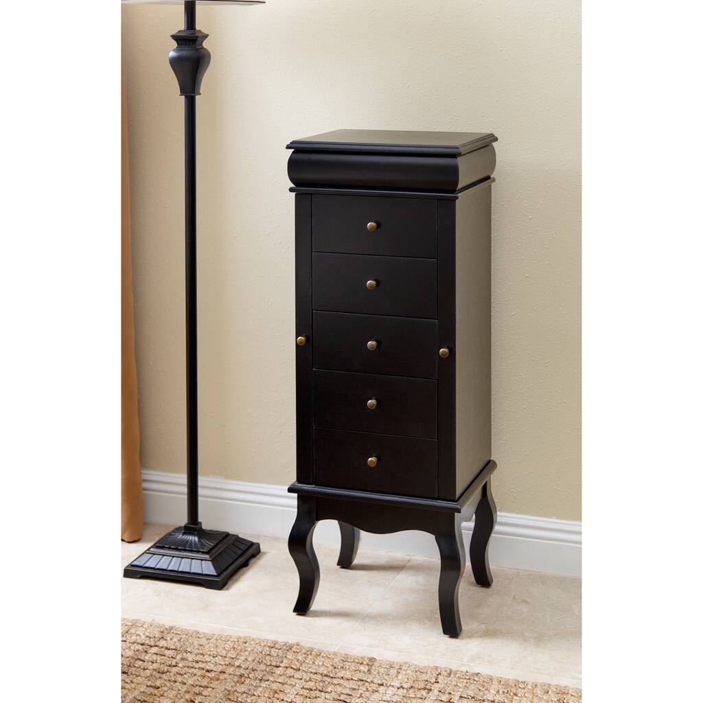 Abbyson Almafi Black Wood Jewelry Armoire