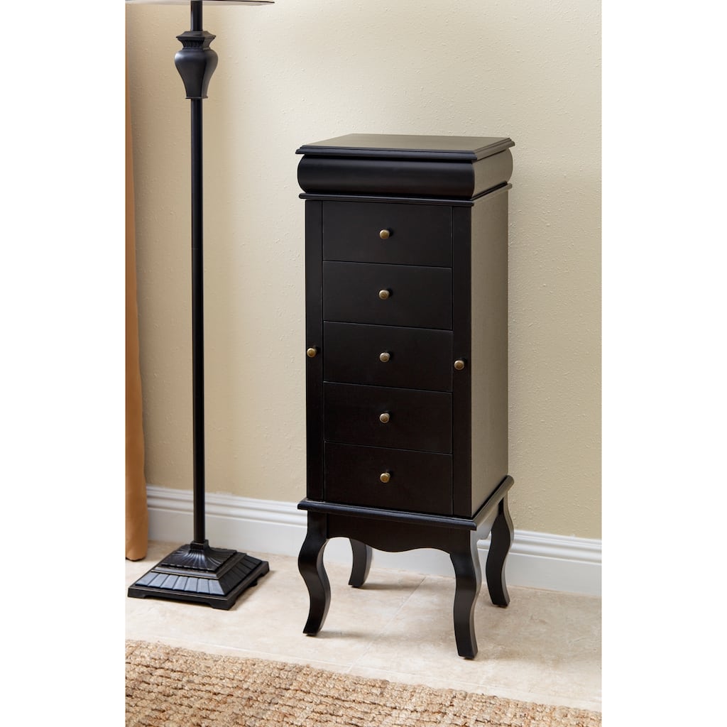 Abbyson Almafi Black Wood Jewelry Armoire