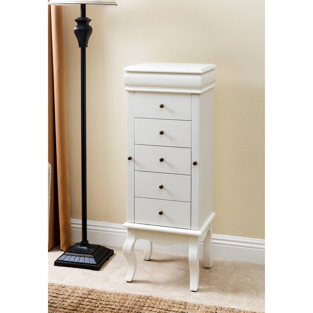 Abbyson Almafi White Wooden Jewelry Armoire