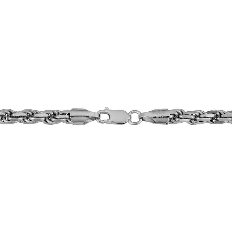 Fremada Italian Rhodium Plated Sterling Silver Men's 5.50-mm Rope Chain Necklace (18 - 36 inches)