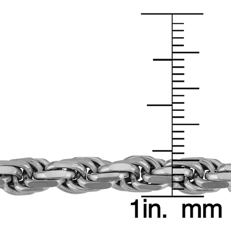 Fremada Italian Rhodium Plated Sterling Silver Men's 5.50-mm Rope Chain Necklace (18 - 36 inches)