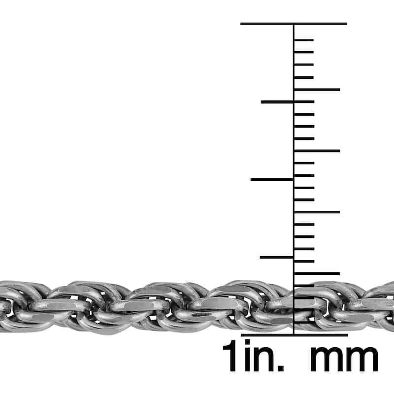 Fremada Italian Rhodium Plated Sterling Silver Men's 4.70-mm Rope Chain Necklace (18 - 36 inches)