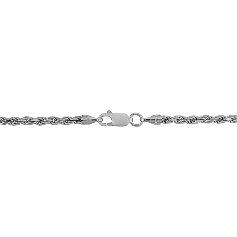 Fremada Italian Rhodium Plated Sterling Silver Men's 2.8-mm Rope Chain Necklace (18 - 36 inches)