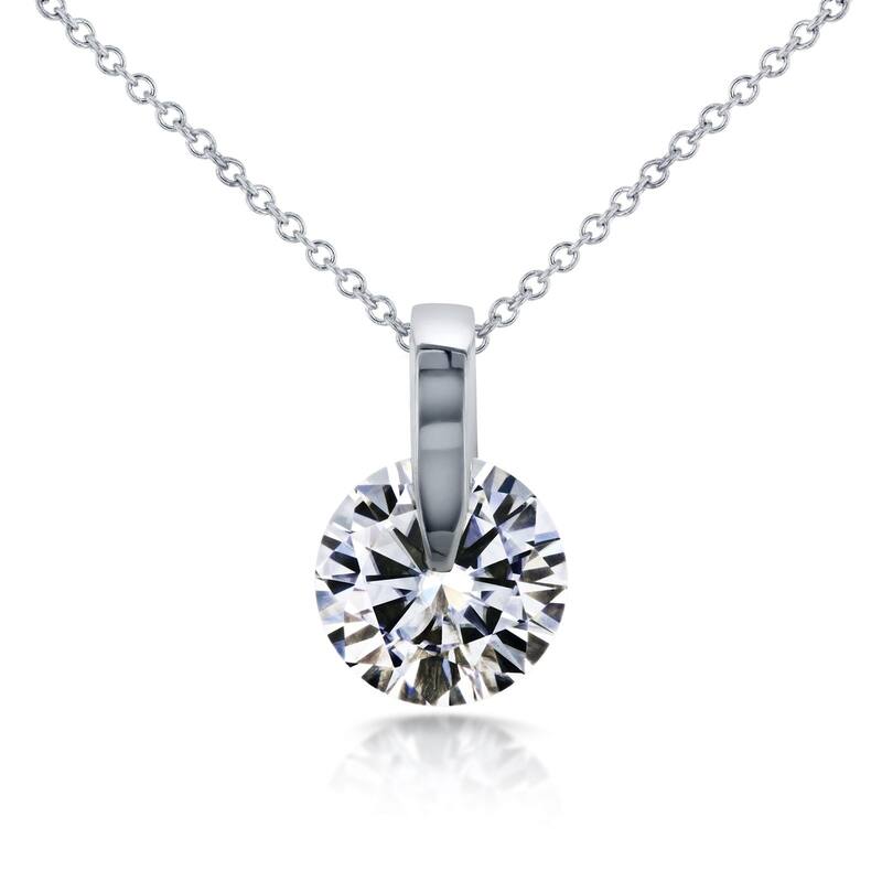 Annello by Kobelli 14k White Gold 1ct Round Moissanite Solitaire Necklace (GH/VS)