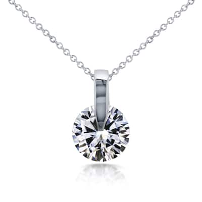 Annello by Kobelli 14k White Gold 1ct Round Moissanite Solitaire Necklace (GH/VS)