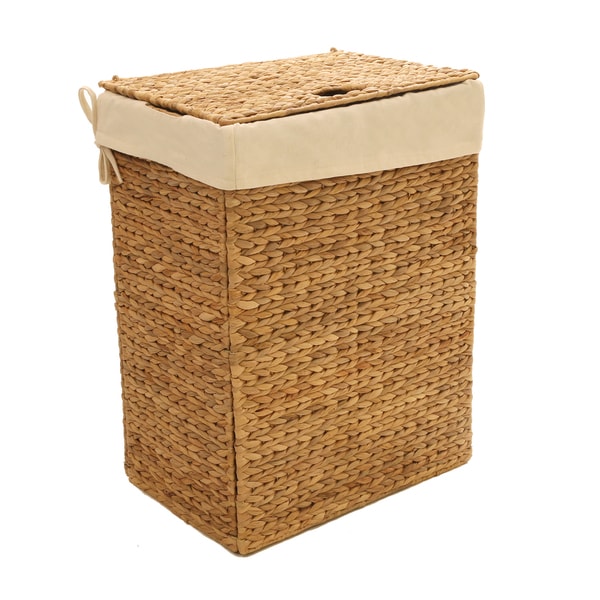 Seville Classics Brown Canvas/Braided Water Hyacinth/Metal Foldable ...