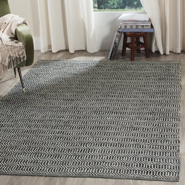 Safavieh Hand-Woven Montauk Ivory/ Dark Grey Cotton Rug - 8' x 10'