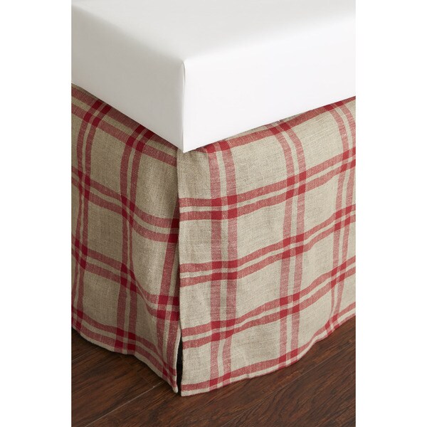 Shop Neil Red Plaid Linen 18inch Drop Bed Skirt On Sale Free