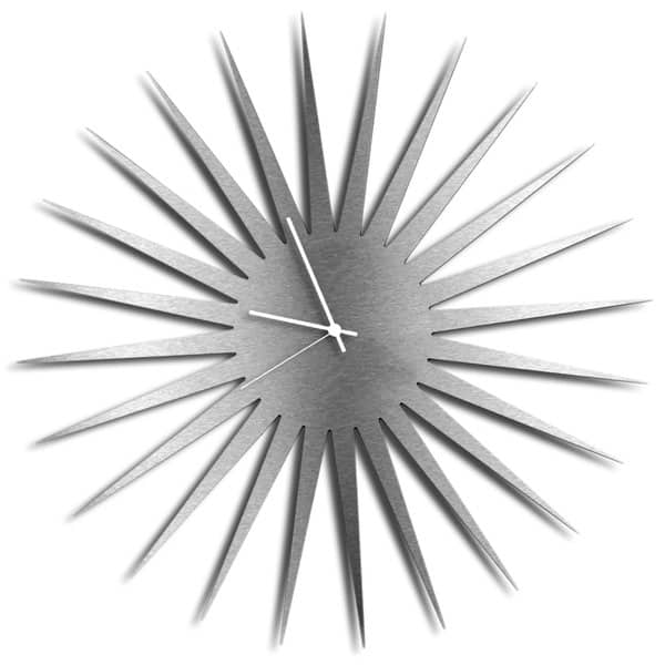 slide 2 of 7, Adam Schwoeppe 'MCM Starburst Clock - Silver' Midcentury Modern Style Wall Decor