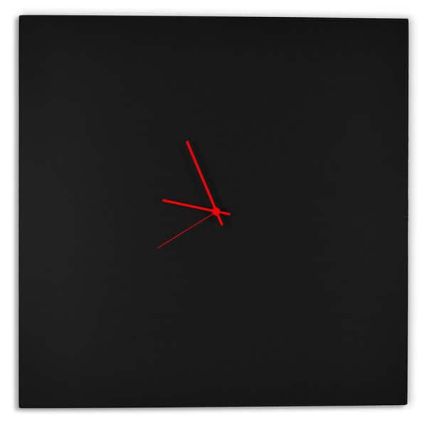 slide 2 of 7, Adam Schwoeppe 'Blackout Square Clock Large' Minimalist Modern Black Wall Decor Red/Black