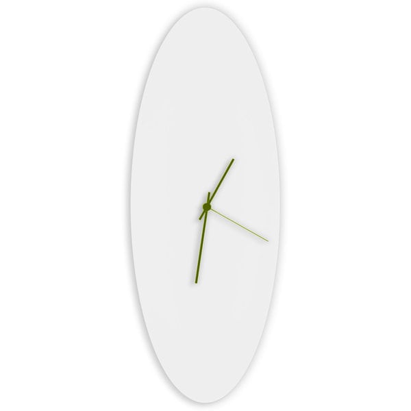 Adam Schwoeppe 'Whiteout Ellipse Clock Large' Minimalist Modern White Wall Decor