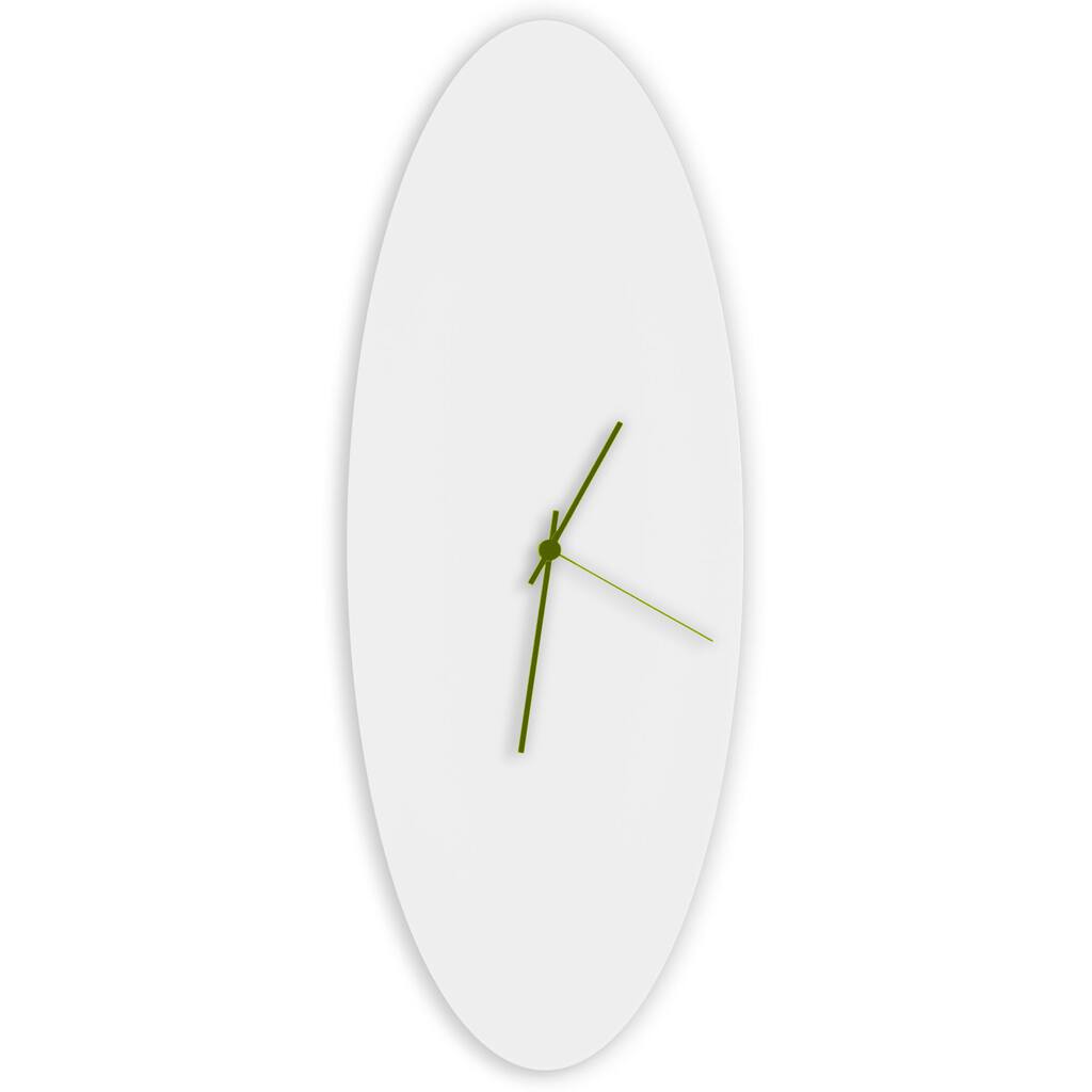 Adam Schwoeppe 'Whiteout Ellipse Clock Large' Minimalist Modern White Wall Decor
