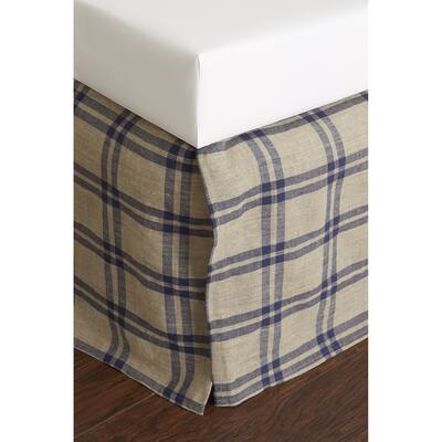 Neil Blue Linen 18-inch Drop 3 Piece Tuck in Bed Skirt