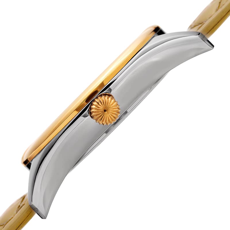 Akribos XXIV Women's Quartz Diamond Beige Leather Strap Watch