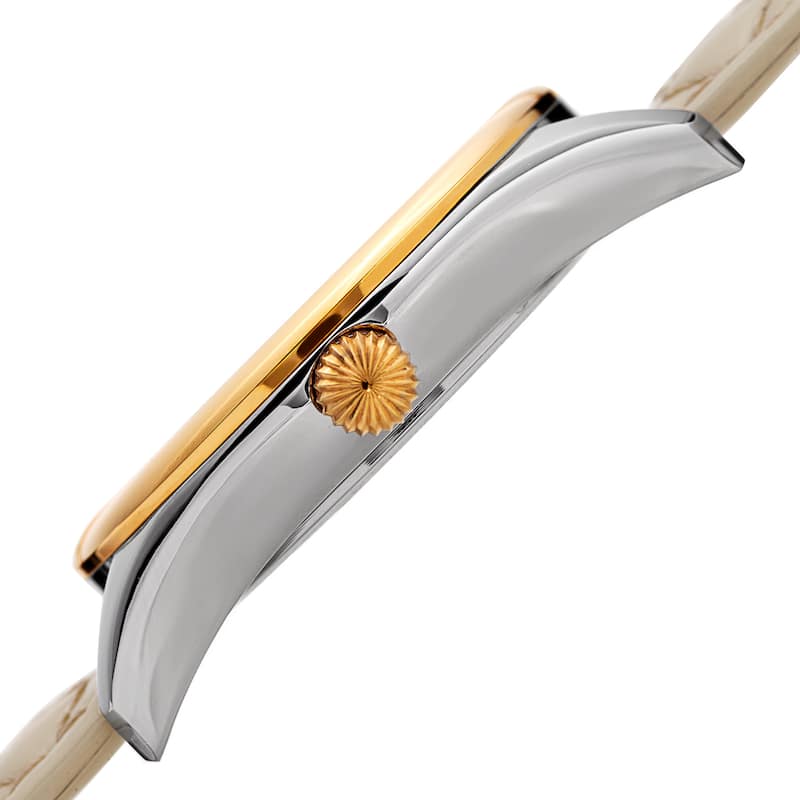 Akribos XXIV Women's Quartz Diamond Cream Leather Strap Watch