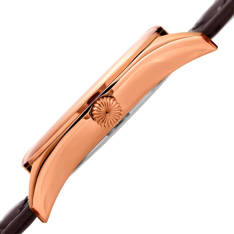 Akribos XXIV Women's Quartz Diamond Brown Leather Strap Watch