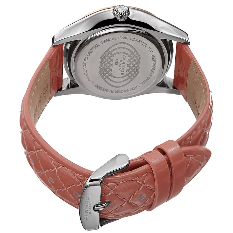 Akribos XXIV Women's Quartz Diamond Mauve Leather Strap Watch