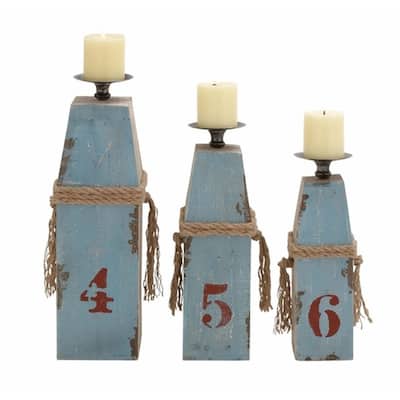 Multicolored Wood and Metal Candle Holder