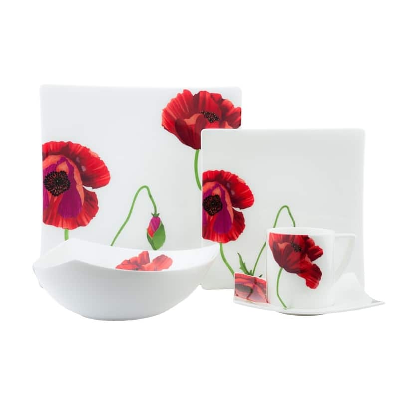 Red Vanilla Summer Sun 20-pc. White Bone China Dinner Set