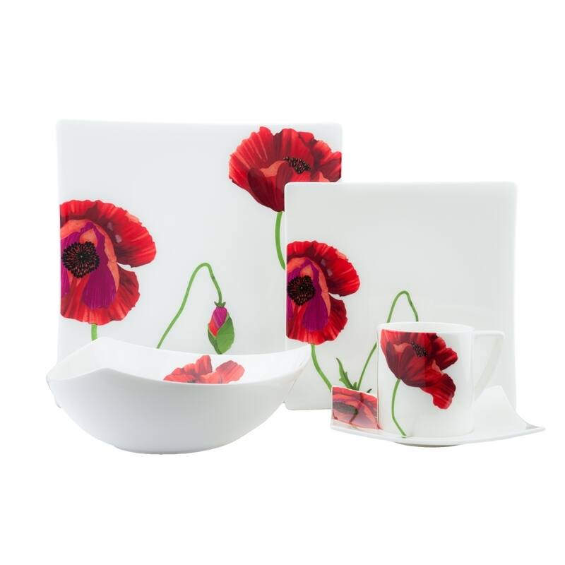Red Vanilla Summer Sun 20-pc. White Bone China Dinner Set