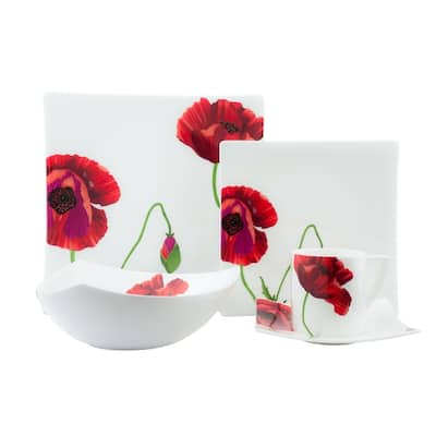 Red Vanilla Summer Sun 20-pc. White Bone China Dinner Set