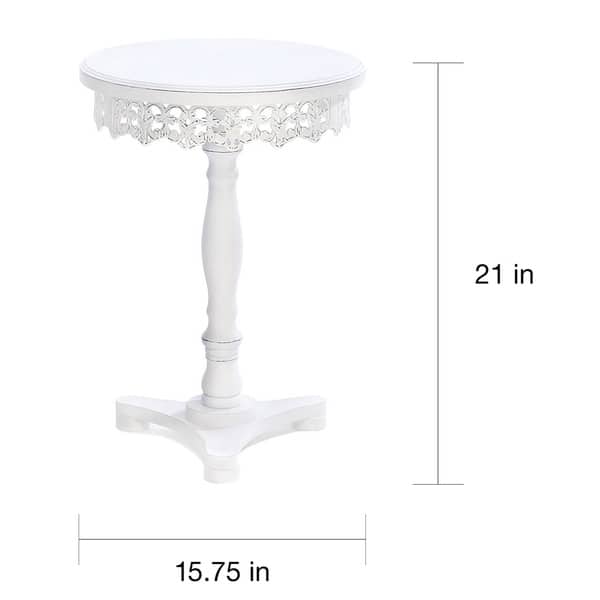 Lacy Antique White Finish Wooden Round Side Table