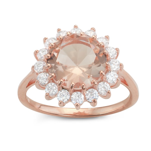Shop Gioelli Rose  Gold  over Silver Synthetic Morganite 