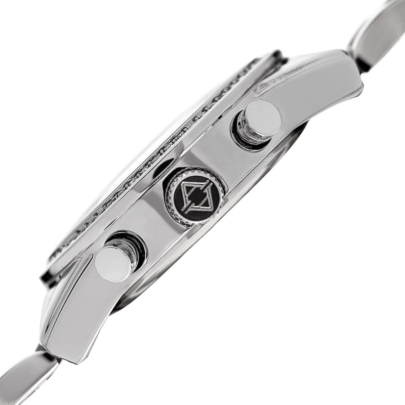 Akribos XXIV Women's Swiss Quartz Multifunction Crystal Silver-Tone Bracelet Watch
