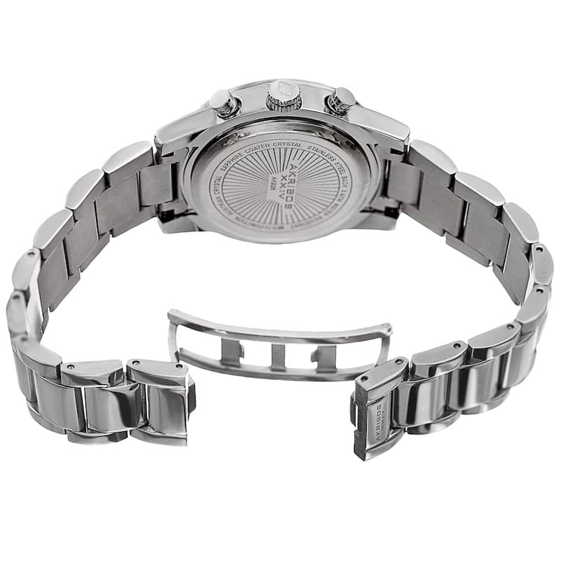 Akribos XXIV Women's Swiss Quartz Multifunction Crystal Silver-Tone Bracelet Watch