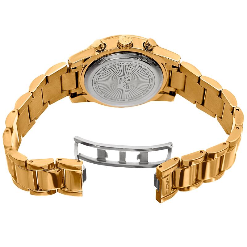 Akribos XXIV Women's Swiss Quartz Multifunction Crystal Gold-Tone Bracelet Watch