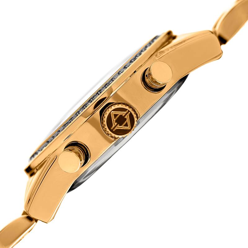 Akribos XXIV Women's Swiss Quartz Multifunction Crystal Gold-Tone Bracelet Watch