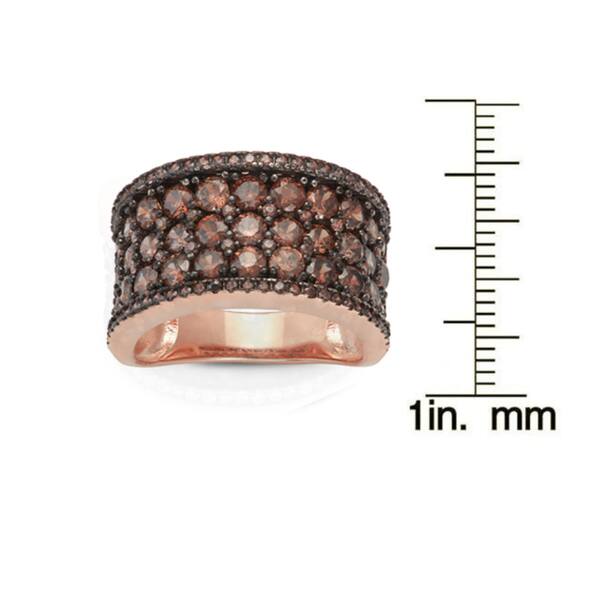 Gioelli Rose Gold over Silver Round Pave Mocha Cubic Zirconia Wide Band Ring