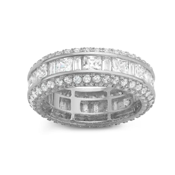 slide 1 of 3, Gioelli Sterling Silver Square Cubic Zirconia Channel-set Eternity Band