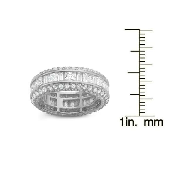 Gioelli Sterling Silver Square Cubic Zirconia Channel-set Eternity Band