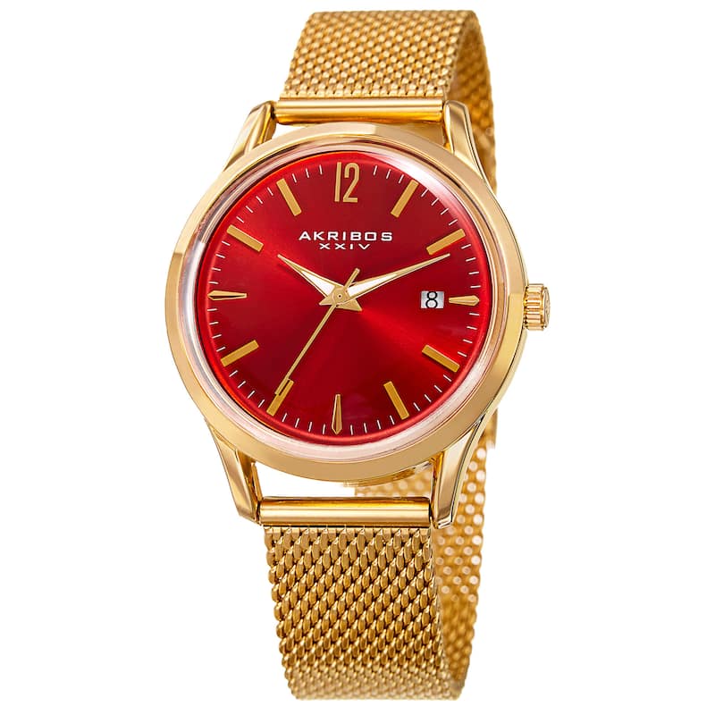 Akribos XXIV Women's Quartz Easy to Read Watch with Turquoise Mesh Bracelet