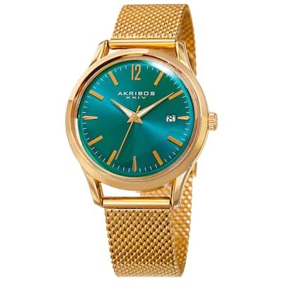 Akribos XXIV Women's Quartz Easy to Read Watch with Turquoise Mesh Bracelet