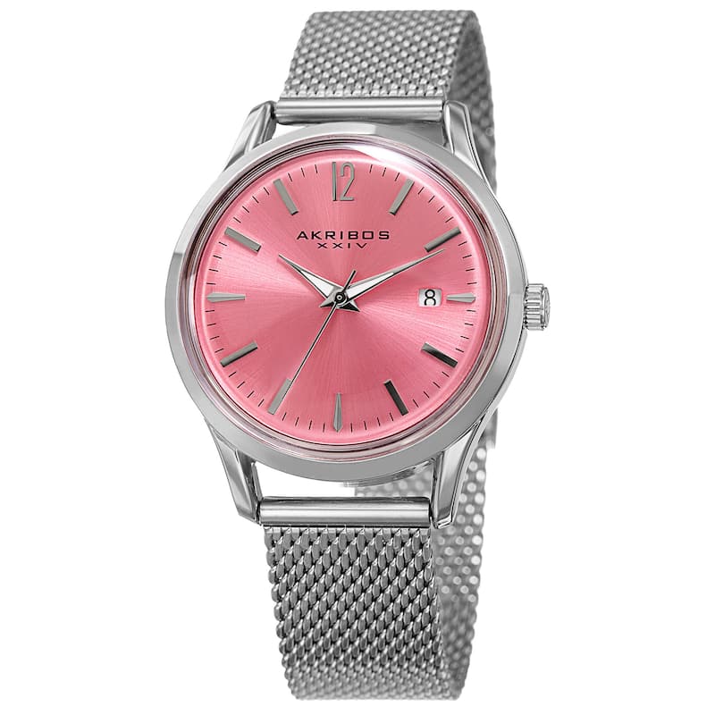 Akribos XXIV Women's Quartz Easy to Read Watch with Turquoise Mesh Bracelet