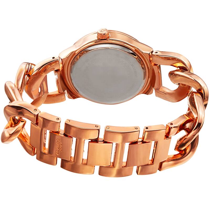 Akribos XXIV Women's Quartz Diamond Rose-Tone Chain Bracelet Watch