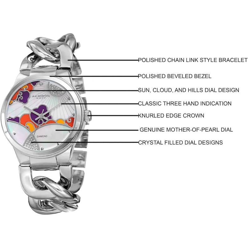 Akribos XXIV Women's Quartz Diamond Watch with Chain Bracelet