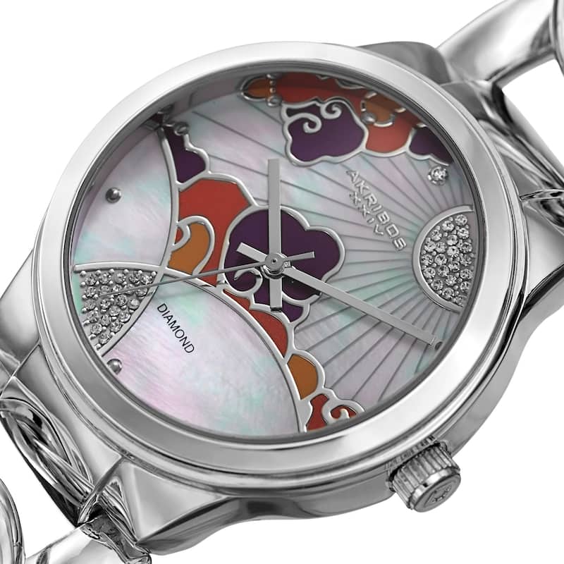 Akribos XXIV Women's Quartz Diamond Watch with Chain Bracelet